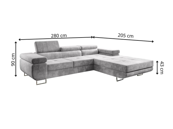 Ecksofa L-Form Rechts mit Schlaffunktion und Bettkasten Solam Dunkelgrün