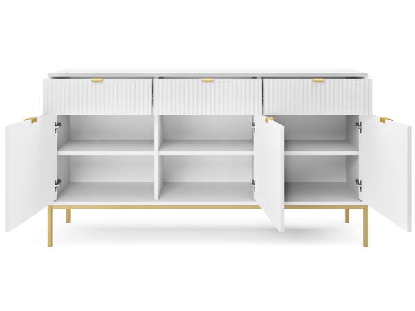 Kommode mit Türen und Schubladen Amber Weiß, Gold Frame