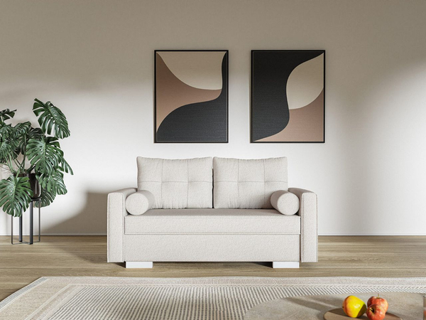 Schlafsofa mit Bettfunktion und Bettkasten Pori Creme
