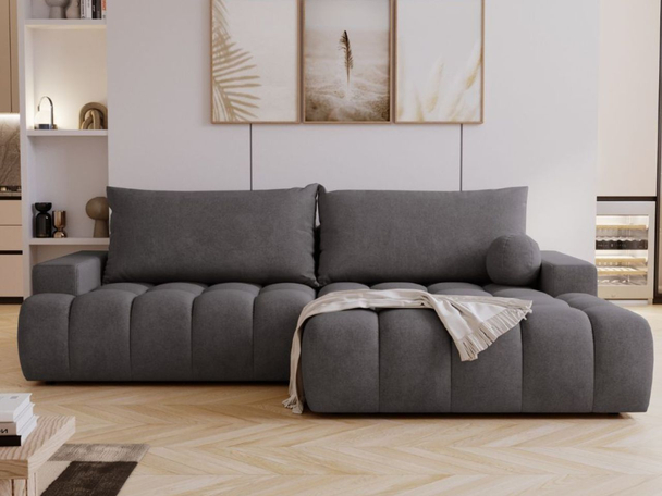 Ecksofa L-Form mit Schlaffunktion und Bettkasten Havi Rechts Graphit