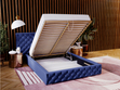 Polsterbett mit Bettkasten und Lattenrost 160x200 Madera Blau