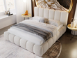 Polsterbett mit Bettkasten und Lattenrost 140x200 Cloud Bouclé-Stoff Beige