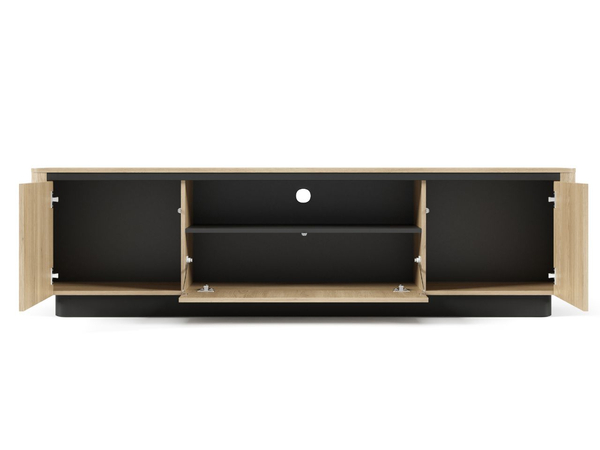 TV-Lowboard mit drei Türen Fascino Eiche Cremona / Schwarz