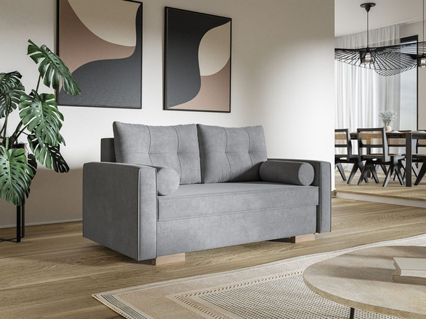 Schlafsofa mit Bettfunktion und Bettkasten Pori Grau