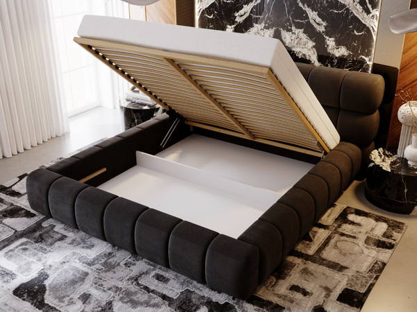 Polsterbett mit Bettkasten und Lattenrost 160x200 Mellow Schwarz