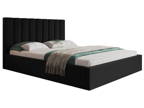 Polsterbett mit Bettkasten und Lattenrost 140x200 Sesto Schwarz