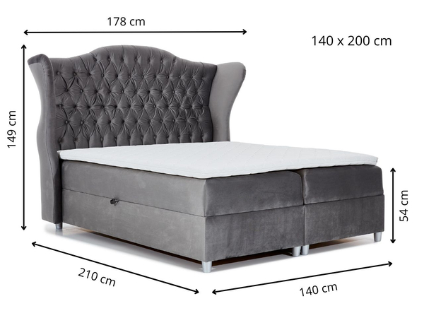 Boxspringbett mit Bettkasten 140x200 Kate Creme