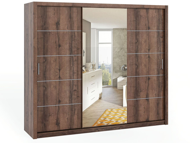 Schiebeschrank mit Spiegel Bino 250 - Monastery Eiche
