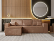 Ecksofa L-Form mit Schlaffunktion und Bettkasten Prato XL Braun