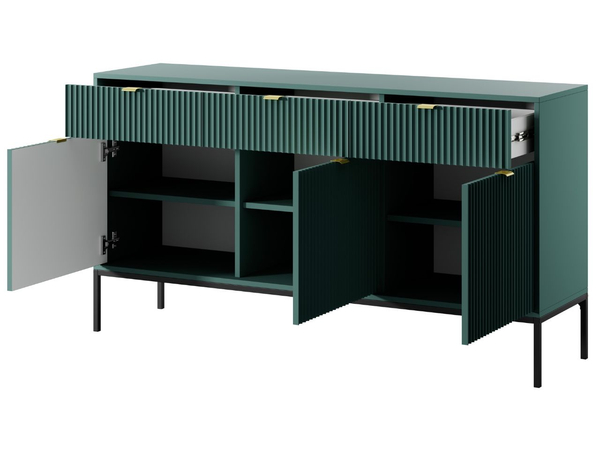 Kommode mit Türen und Schubladen Amber Grün, Schwarz Frame