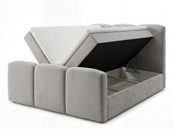 Boxspringbett mit Bettkasten 180x200 Campi Grau