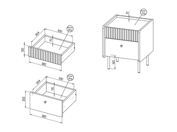 Schlafzimmermöbel-Set Pascale Warmia Nussbaum, Schwarz