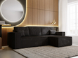Ecksofa L-Form mit Schlaffunktion und Bettkasten Prato XL Schwarz 