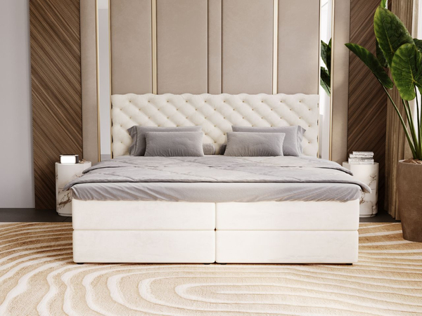 Boxspringbett mit Bettkasten 180x200 Bergamo Beige