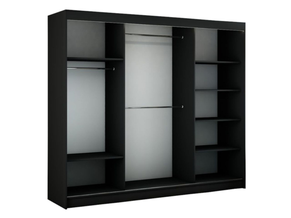 Schiebetürenschrank 250 cm mit LED-Beleuchtung Diano Schwarz