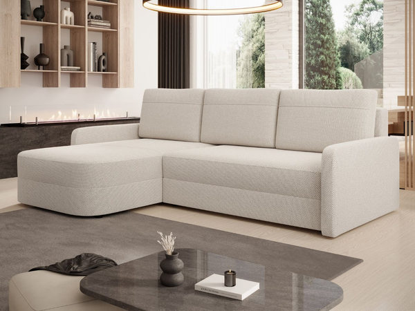 Ecksofa L-Form mit Schlaffunktion und Bettkasten Arvento Beige