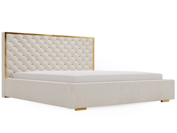 Polsterbett mit Bettkasten und Lattenrost 200x200 Bonito Beige