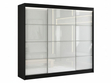 Schiebetürenschrank mit Sprossen 250 cm mit LED-Beleuchtung Ponti Schwarz, Weiß