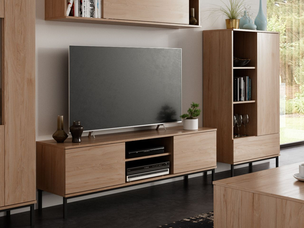 TV-Lowboard mit Türen 150 cm Soroko Hickory
