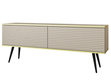 TV-Lowboard mit Türen 135 cm Diolo Beige mit geriffelter Vorderseit auf schwarzen Beinen 