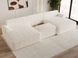 Wohnlandschaft mit Schlaffunktion und Bettkasten Serene Creme
