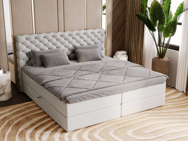 Boxspringbett mit Bettkasten 140x200 Bergamo Hellgrau