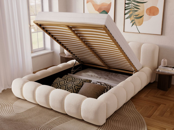 Polsterbett mit Bettkasten und Lattenrost 160x200 Doria Creme