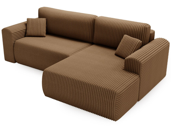 Ecksofa mit Schlaffunktion und Bettkasten Belvio rechts Braun