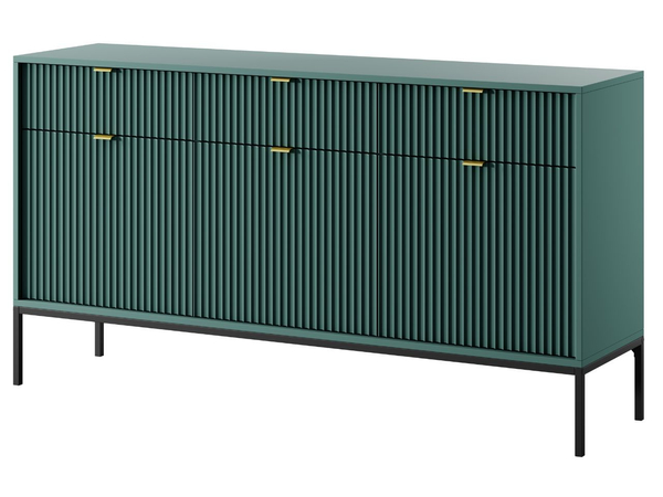 Kommode mit Türen und Schubladen Amber Grün, Schwarz Frame