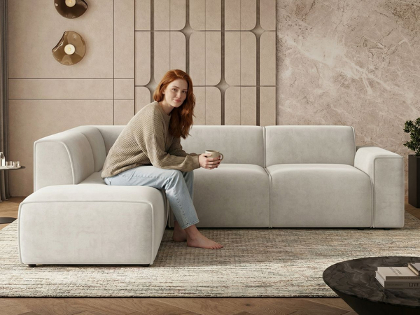 Ecksofa L-Form Links Eluno Hellbeige