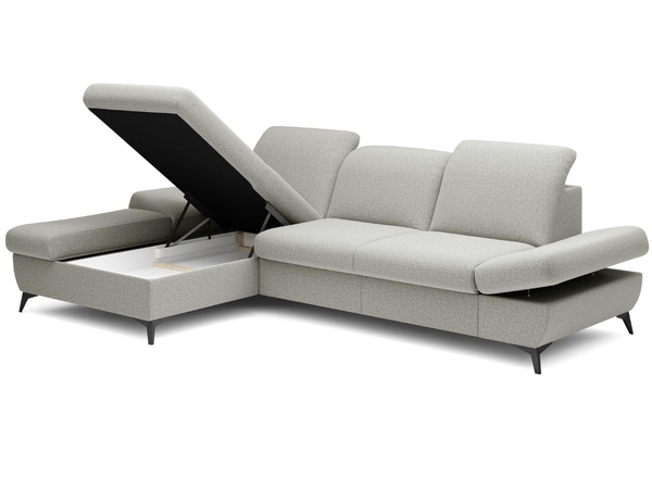 Ecksofa L-Form Links mit Schlaffunktion und Bettkasten Hannover Hellgrau