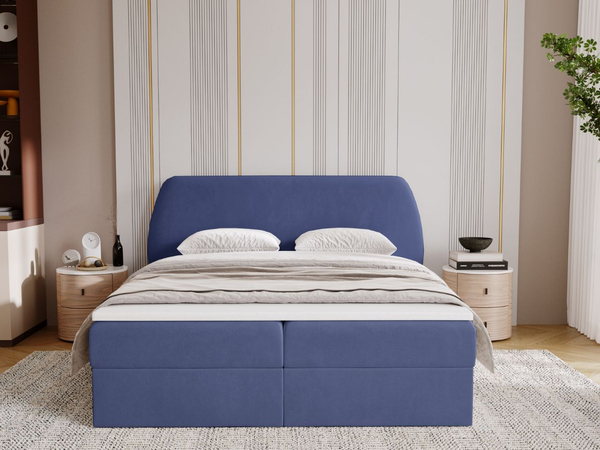 Boxspringbett mit Bettkasten 140x200 Bogota Dunkelblau
