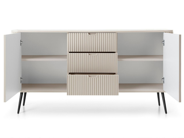 Kommode mit Türen und Schubladen Viva Beige auf Schwarzen Beinen