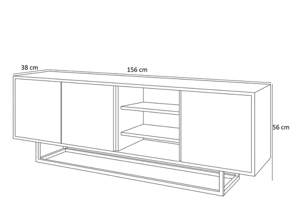 TV-Lowboard mit Türen auf weißem Gestell Vivance Schwarz und Artisan Eiche
