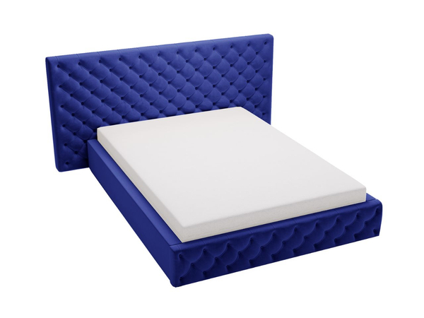 Polsterbett mit Bettkasten und Lattenrost 140x200 Madera Blau