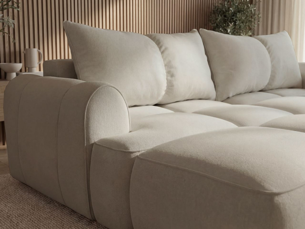 Ecksofa L-Form Links mit Schlaffunktion und Bettkasten Bonno Beige