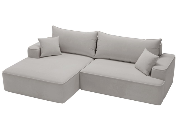 Ecksofa L-Form Links mit Schlaffunktion und Bettkasten California Hellgrau