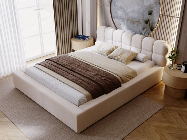 Polsterbett mit Bettkasten und Lattenrost 180x200 Plaza Beige