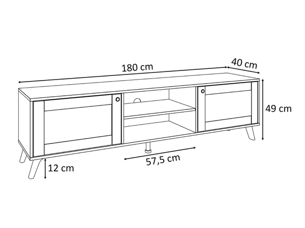 TV-Lowboard Boho mit zwei Türen und Front in Flechtoptik Bellance schwarz
