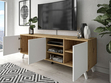 TV-Lowboard mit Türen und weißen Beinen Vivance Weiß & Eiche Artisan