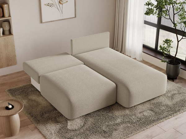 Ecksofa L-Form Rechts mit Schlaffunktion und Bettkasten Ronni Beige