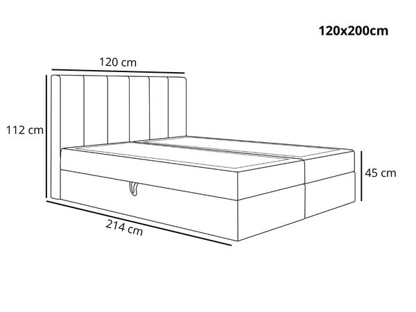 Boxspringbett mit Bettkasten 120x200 Cascada Grau