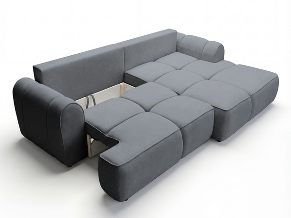 Ecksofa L-Form Rechts mit Schlaffunktion und Bettkasten Bonno Dunkelgrau