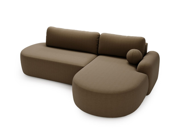 Ecksofa L-Form Rechts mit Schlaffunktion und Bettkasten Aurio O Braun