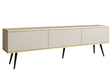 TV-Lowboard mit Türen 175 cm Diolo Beige mit glatter Front auf schwarzen Beinen