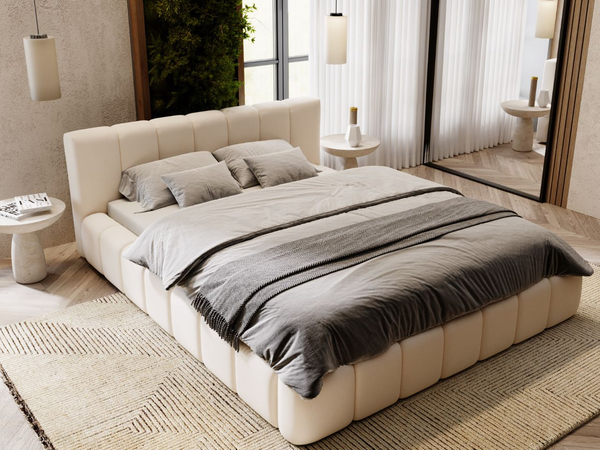 Polsterbett mit Bettkasten und Lattenrost 120x200 Split Creme