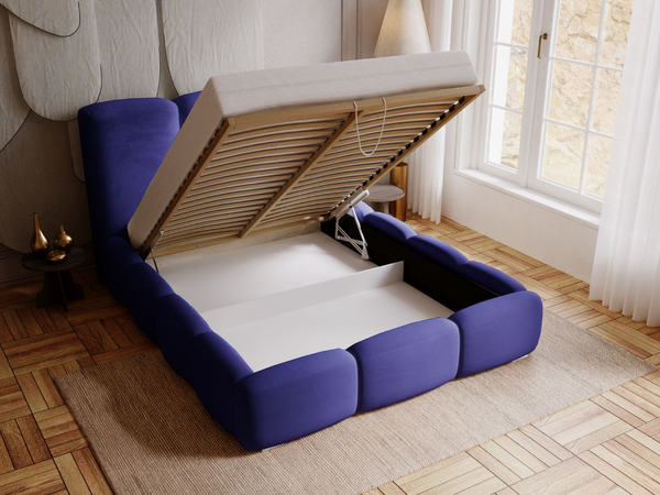 Polsterbett mit Bettkasten und Lattenrost 120x200 Bubble Blau
