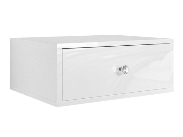 Hängender Nachttisch Glamour mit Schublade und LED-Beleuchtung Brisa Weiß Hochglanz