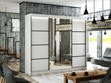 Schiebetürenschrank mit Spiegel 250 cm mit LED-Beleuchtung Portel Weiß