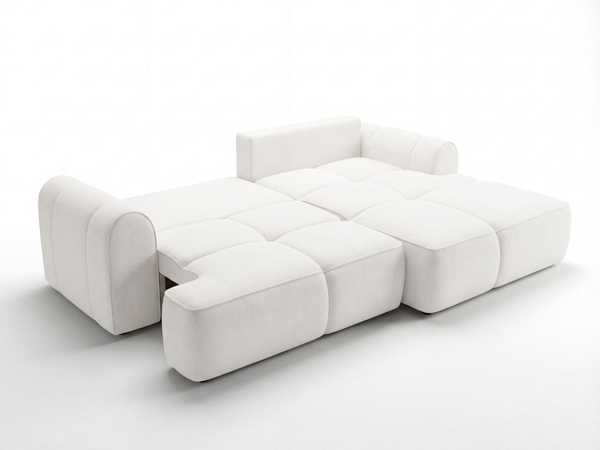 Ecksofa L-Form Rechts mit Schlaffunktion und Bettkasten Bonno Creme